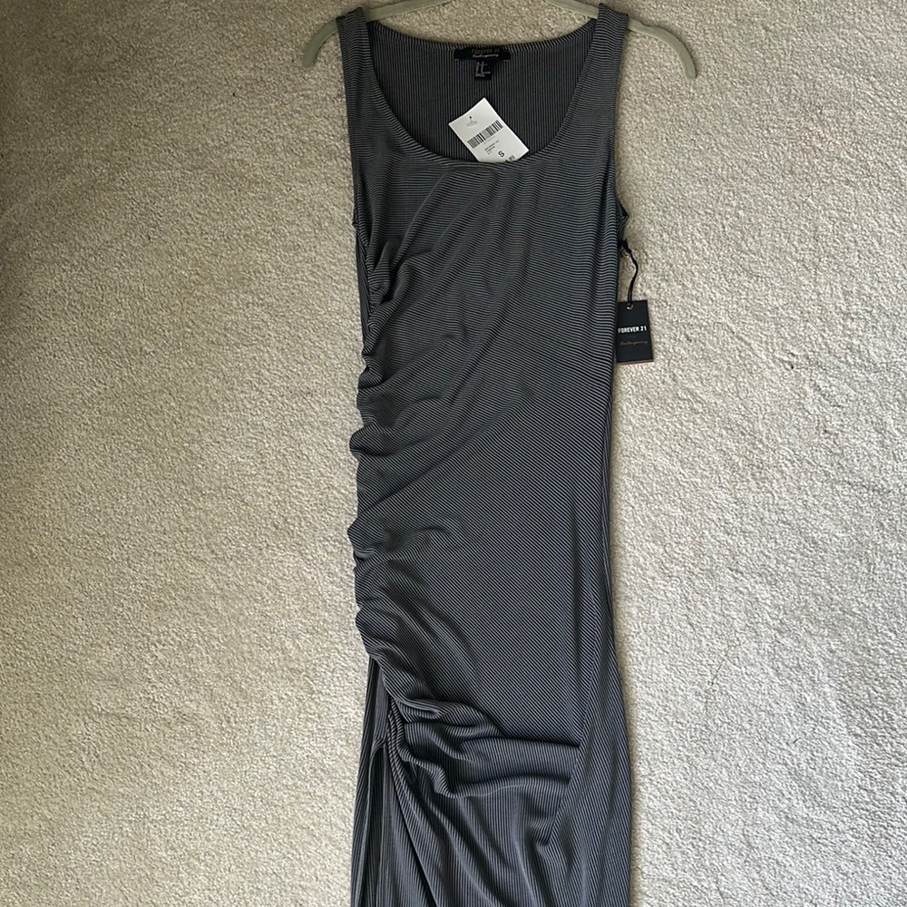 Forever 21 Gray Ruched Sheath Maxi Dress